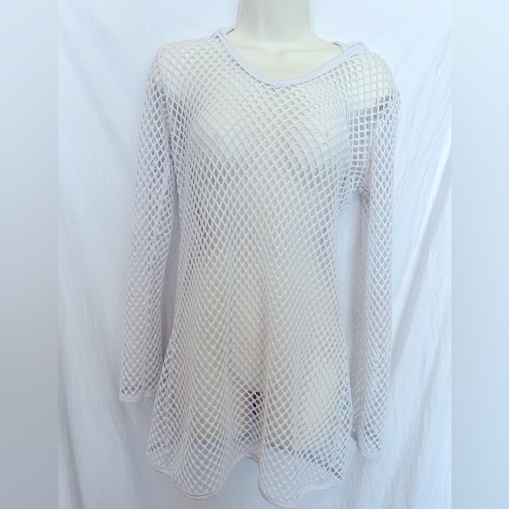 Balance Collection Women's Size M White Mesh Bathing Suit Coverup
